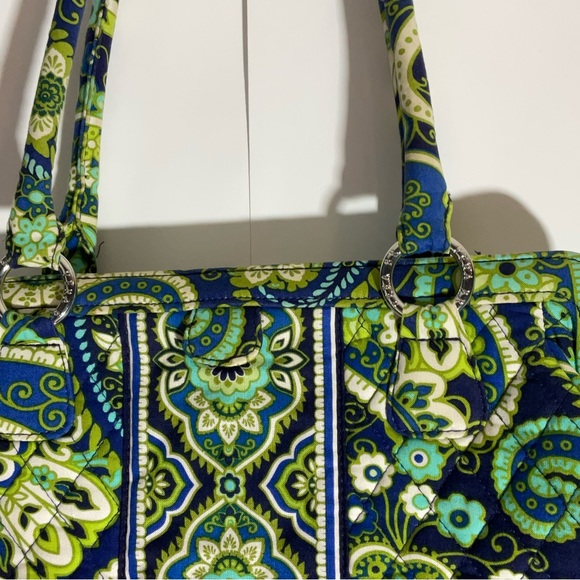 Vera Bradley Rhythm & Blues Structured Shoulder Bag Blue Greens Floral Pattern - Picture 2 of 16